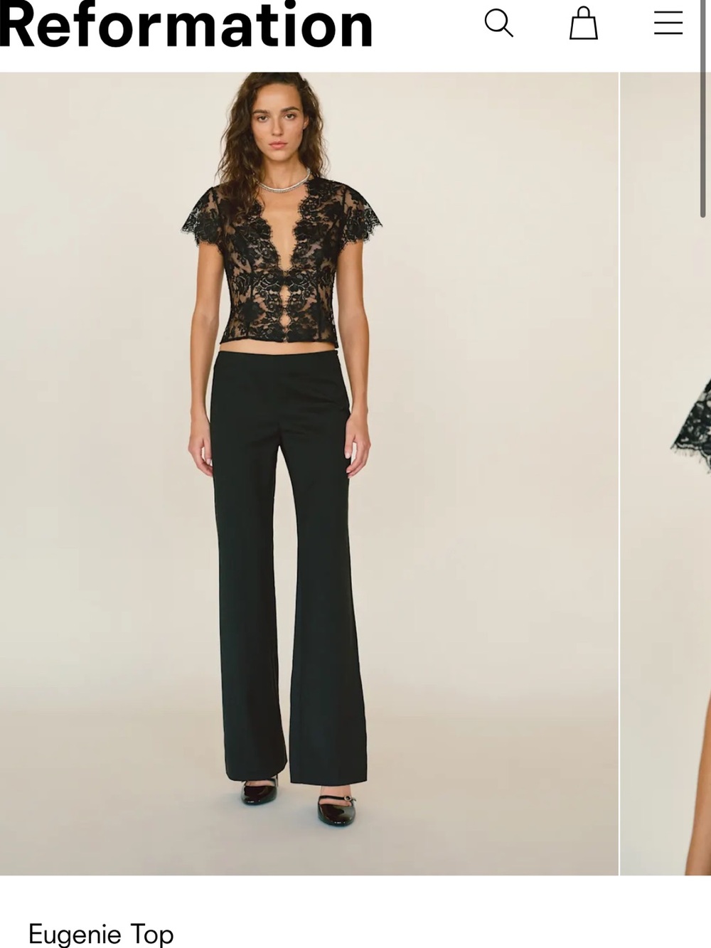Reformation Black High-Rise Wide-Leg Trousers